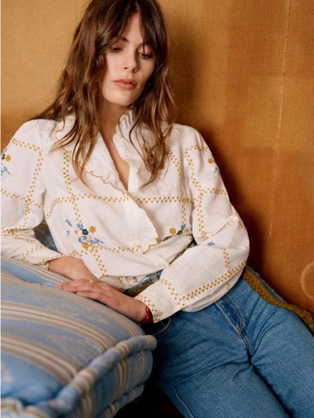 Sezane x Lucia Vergara Chlo shirt, NWOT, size 36 / US 4
